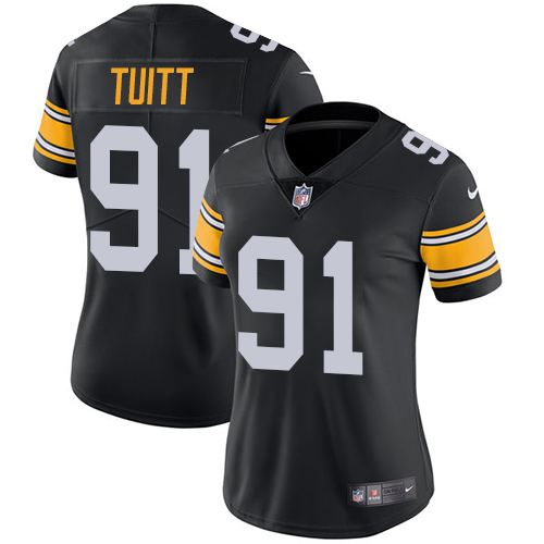 Pittsburgh Steelers #91 Stephon Tuitt Black Alternate Women's Stitched Vapor Untouchable Limited Jersey Womens