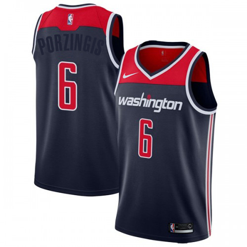 Washington Wizards #6 Kristaps Porzingis Navy Blue Swingman Statement Edition Jersey Mens