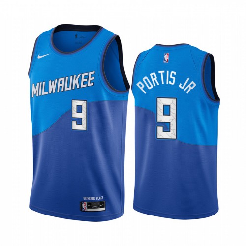 Milwaukee Bucks #9 Bobby Portis Blue Youth Swingman 2020-21 City Edition Jersey Youth
