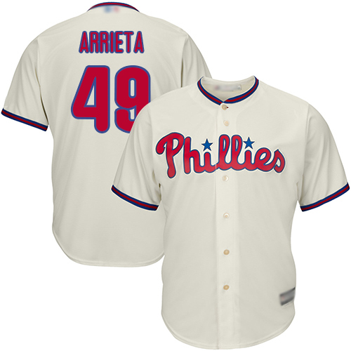 Philadelphia Phillies #49 Jake Arrieta Cream Cool Base Stitched Youth Jersey Youth