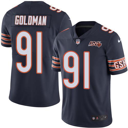 Chicago Bears #91 Eddie Goldman Navy Blue Team Color Men's 100th Season Stitched Vapor Untouchable Limited Jersey Men's