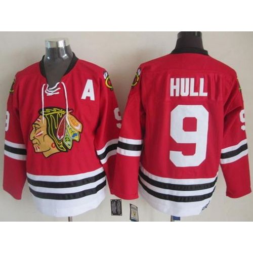 Chicago Blackhawks #9 Bobby Hull Red CCM Throwback Stitched Jersey Men's