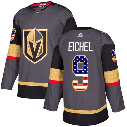 Adidas Golden Knights #9 Jack Eichel Grey Home Authentic USA Flag Stitched Youth Jersey