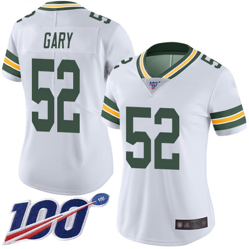 Green Bay Packers #52 Rashan Gary White Women's Stitched 100th Season Vapor Limited Jersey Womens
