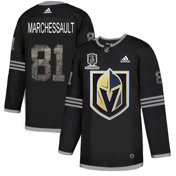 Adidas Golden Knights #81 Jonathan Marchessault Black 2023 Stanley Cup Champions Authentic Team Logo Fashion Stitched Jersey