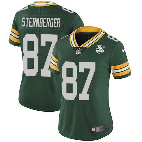 Green Bay Packers #87 Jace Sternberger Green Team Color Women's 100th Season Stitched Vapor Untouchable Limited Jersey Womens