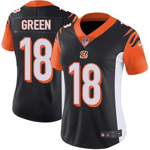 Cincinnati Bengals #18 A.J. Green Black Team Color Women's Stitched Vapor Untouchable Limited Jersey Womens