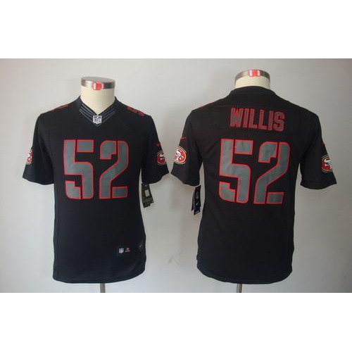 San Francisco 49ers #52 Patrick Willis Black Impact Youth Stitched Limited Jersey Youth