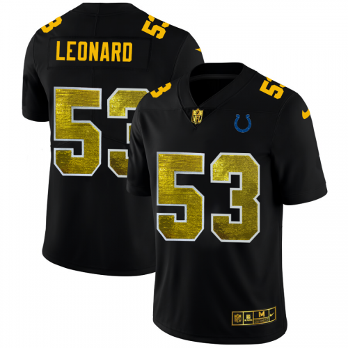 Indianapolis Indianapolis Colts #53 Darius Leonard Men's Black Golden Sequin Vapor Limited Jersey Men's