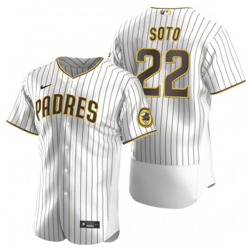 San Diego San Diego Padres #22 Juan Soto Men's White Brown Authentic Alternate Player Jersey Men's