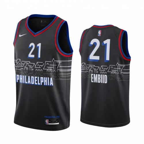 Philadelphia 76ers #21 Joel Embiid Black Womens Swingman 2020-21 City Edition Jersey Womens