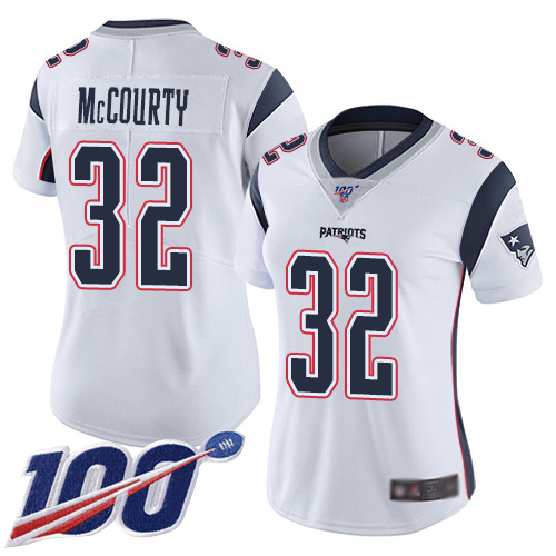 Patriots #32 Devin McCourty White Women's Stitched 100th Season Vapor Limited Jersey