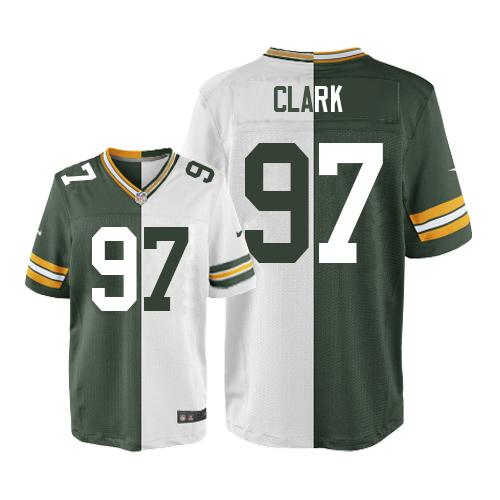 Green Bay Packers #97 Kenny Clark Green/White Men's Stitched Elite Split Jersey Men's