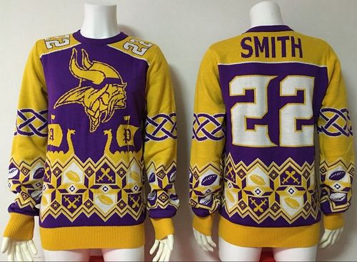 Vikings #22 Harrison Smith Purple/Yellow Men's Ugly Sweater