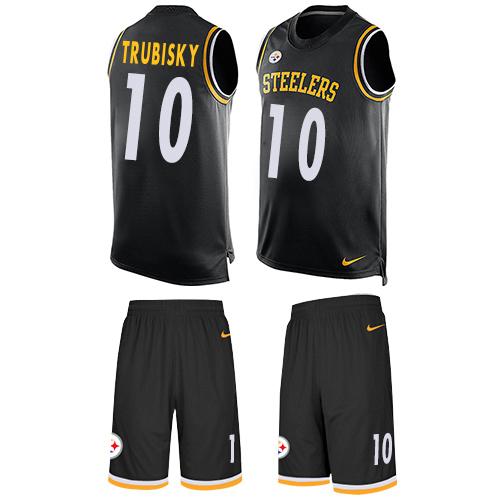 Steelers #10 Mitchell Trubisky Black Team Color Men's Stitched Limited Tank Top Suit Jersey