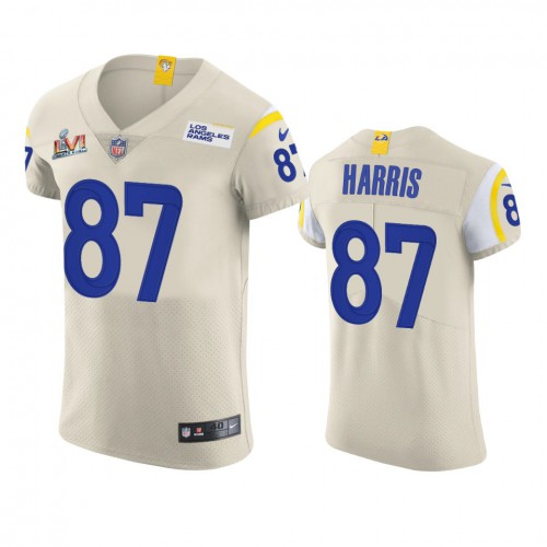 Los Angeles Los Angeles Rams #87 Jacob Harris Men's Super Bowl LVI Patch Vapor Elite Player Jersey - Bone Men's
