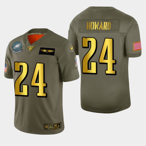Philadelphia Philadelphia Eagles #24 Jordan Howard Men's Olive Gold 2019 Salute to Service Limited 100 Jersey Men's