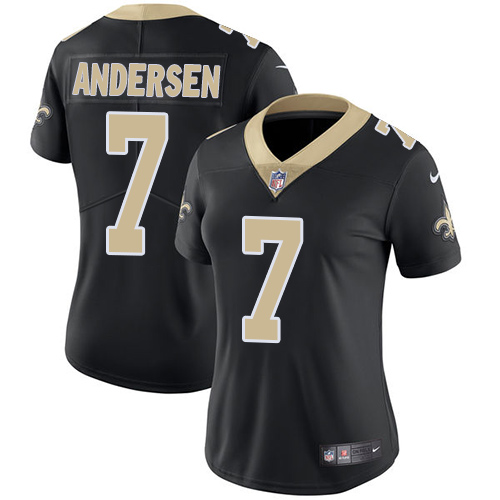 New Orleans Saints #7 Morten Andersen Black Team Color Women's Stitched Vapor Untouchable Limited Jersey Womens