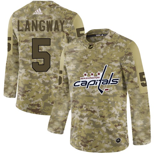 Adidas Washington Capitals #5 Rod Langway Camo Authentic Stitched Jersey Men's