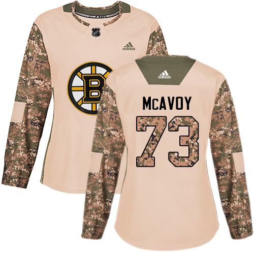 Adidas Boston Bruins #73 Charlie McAvoy Camo Authentic 2017 Veterans Day Women's Stitched Jersey Womens