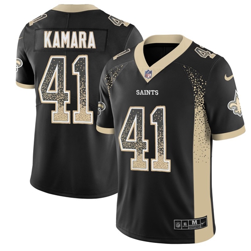 Saints #41 Alvin Kamara Black Team Color Men's Stitched Limited Rush Drift Fashion Jersey