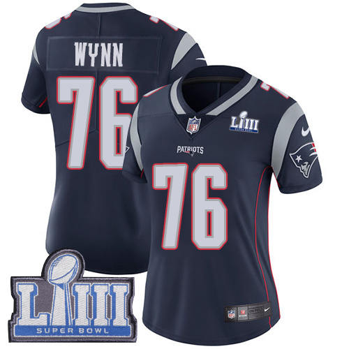 New England Patriots #76 Isaiah Wynn Navy Blue Team Color Super Bowl LIII Bound Women's Stitched Vapor Untouchable Limited Jersey Womens