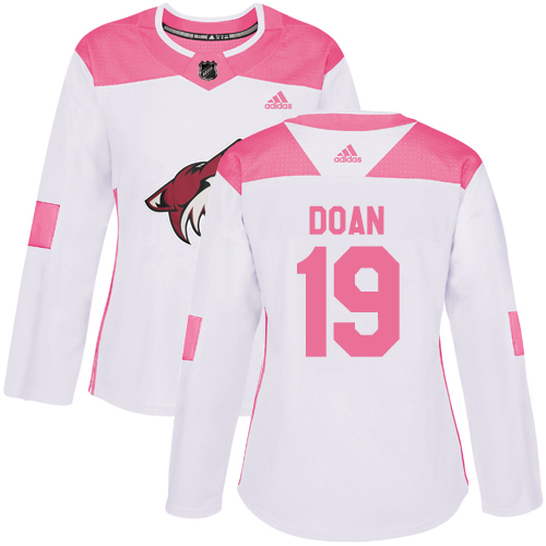 Adidas Arizona Coyotes #19 Shane Doan White/Pink Authentic Fashion Women's Stitched Jersey Womens