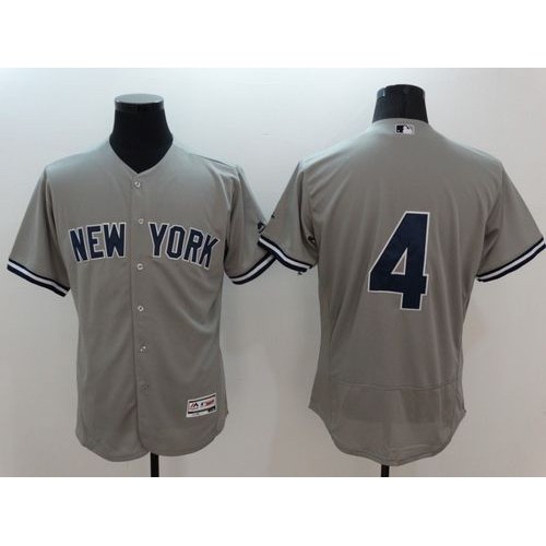 New York Yankees #4 Lou Gehrig Grey Flexbase Authentic Collection Stitched Jersey Men's