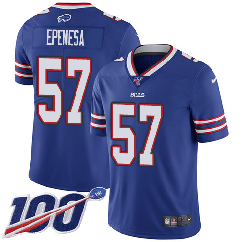 Buffalo Bills #57 A.J. Epenesas Royal Blue Team Color Men's Stitched 100th Season Vapor Untouchable Limited Jersey Men's