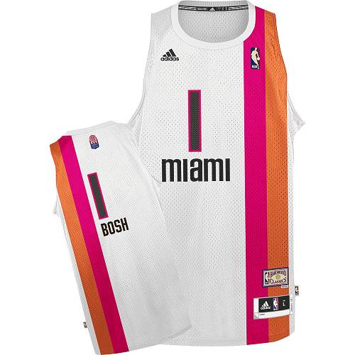 Miami Heat #1 Chris Bosh White ABA Hardwood Classic Stitched Jersey Mens
