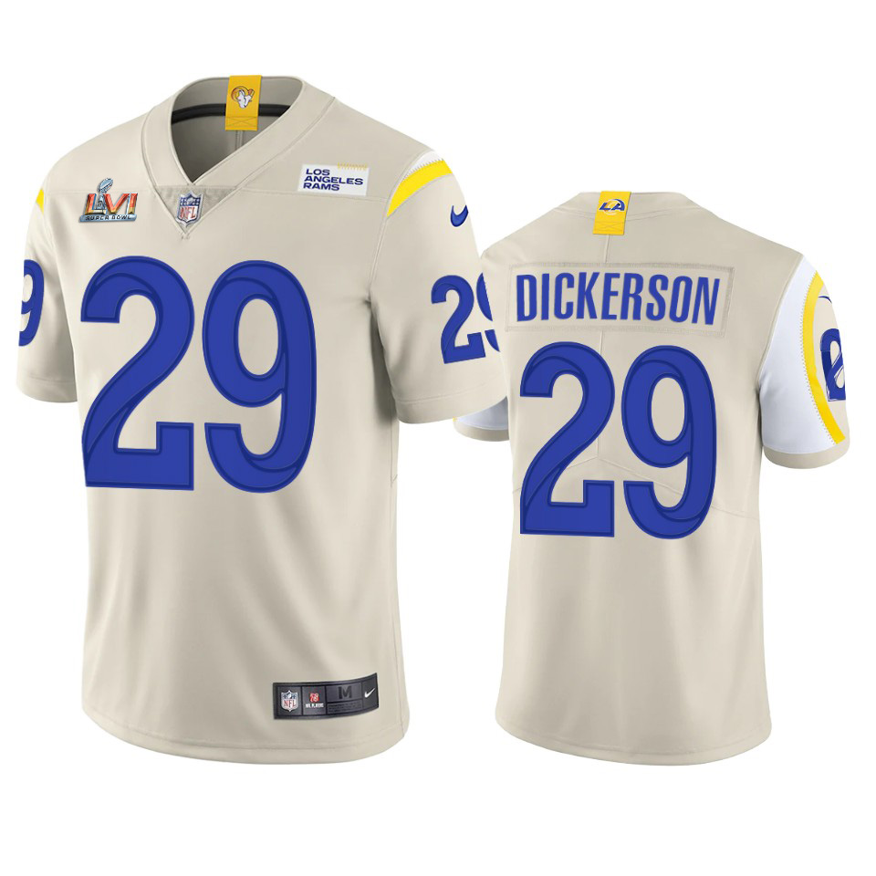 Los Angeles Rams #29 Eric Dickerson Men's Super Bowl LVI Patch Vapor Limited Jersey - Bone