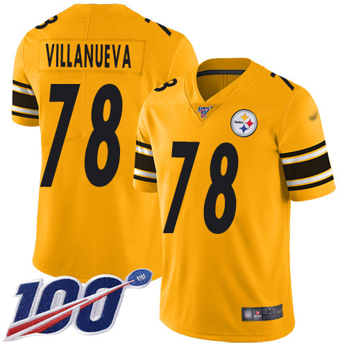 Pittsburgh Steelers #78 Alejandro Villanueva Gold Men's Stitched Limited Inverted Legend 100th Season Jersey Men's