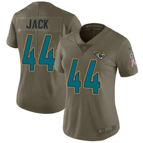 Jacksonville Jaguars #44 Myles Jack Olive Women's Stitched Limited 2017 Salute to Service Jersey Womens