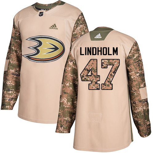 Adidas Anaheim Ducks #47 Hampus Lindholm Camo Authentic 2017 Veterans Day Stitched Jersey Men's