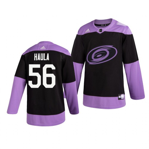 Carolina Carolina Hurricanes #56 Erik Haula Adidas Men's Hockey Fights Cancer Practice Jersey Black Men's