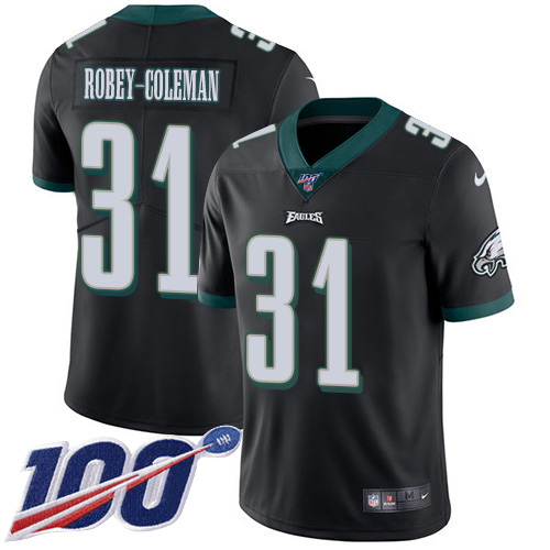 Philadelphia Eagles #31 Nickell Robey-Coleman Black Alternate Youth Stitched 100th Season Vapor Untouchable Limited Jersey Youth