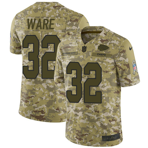 Kansas City Chiefs #32 Spencer Ware Camo Youth Stitched Limited 2018 Salute to Service Jersey Youth
