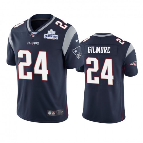 New England New England Patriots #24 Stephon Gilmore Navy Super Bowl LIII Champions Vapor Limited Jersey Men's
