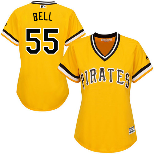 Pittsburgh Pirates #55 Josh Bell Gold Alternate Women's Stitched Jersey Womens