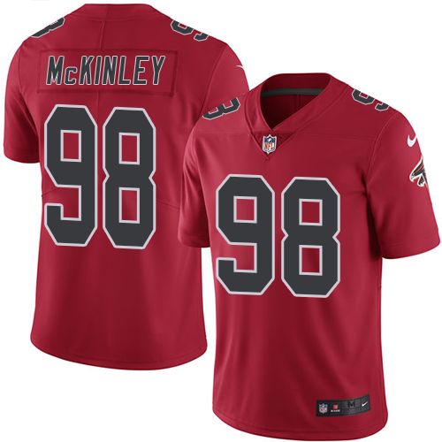 Atlanta Falcons #98 Takkarist McKinley Red Youth Stitched Limited Rush Jersey Youth