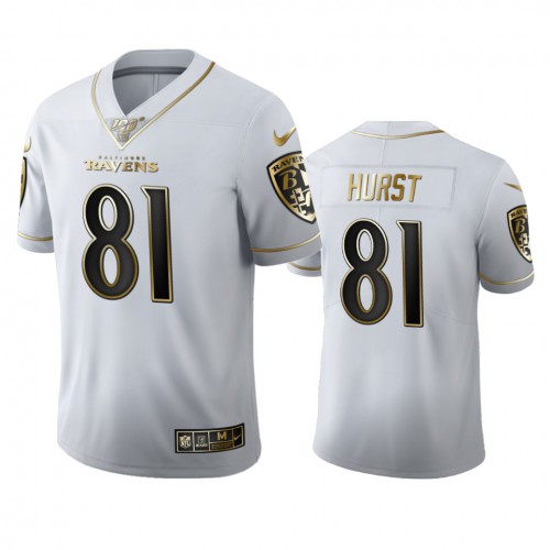 Baltimore Baltimore Ravens #81 Hayden Hurst Men's White Golden Edition Vapor Limited 100 Jersey Men's