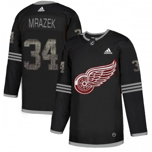 Adidas Detroit Red Wings #34 Petr Mrazek Black Authentic Classic Stitched Jersey Men's
