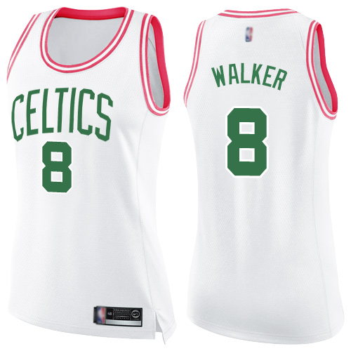 Boston Celtics #8 Kemba Walker White/Pink Womens Swingman Fashion Jersey Womens