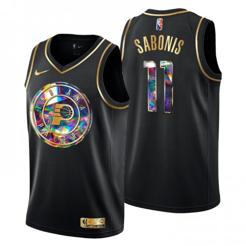 Indiana Indiana Pacers #11 Domantas Sabonis Mens Golden Edition Diamond Logo 2021/22 Swingman Jersey - Black Mens