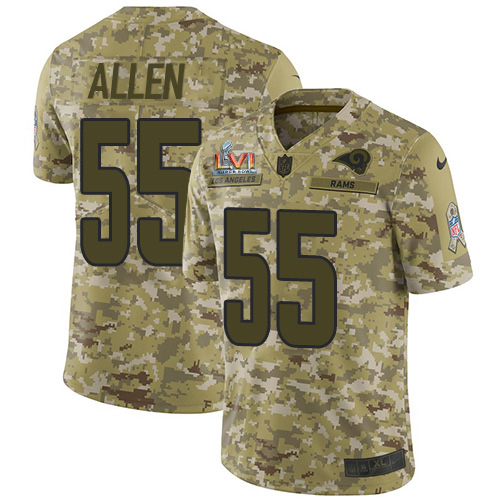 Los Angeles Rams #55 Brian Allen Camo Super Bowl LVI Patch Youth Stitched Limited 2018 Salute To Service Jersey Youth