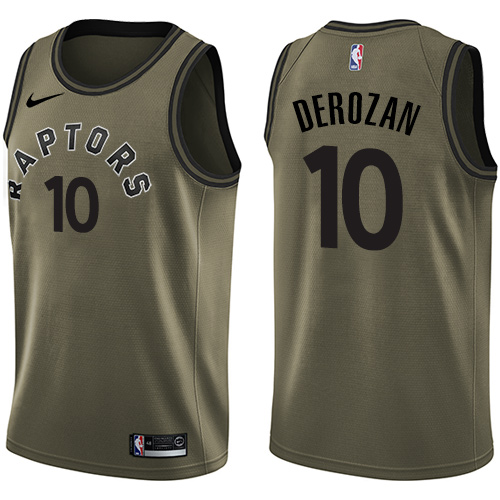 Toronto Raptors #10 DeMar DeRozan Green Salute to Service Youth Swingman Jersey Youth