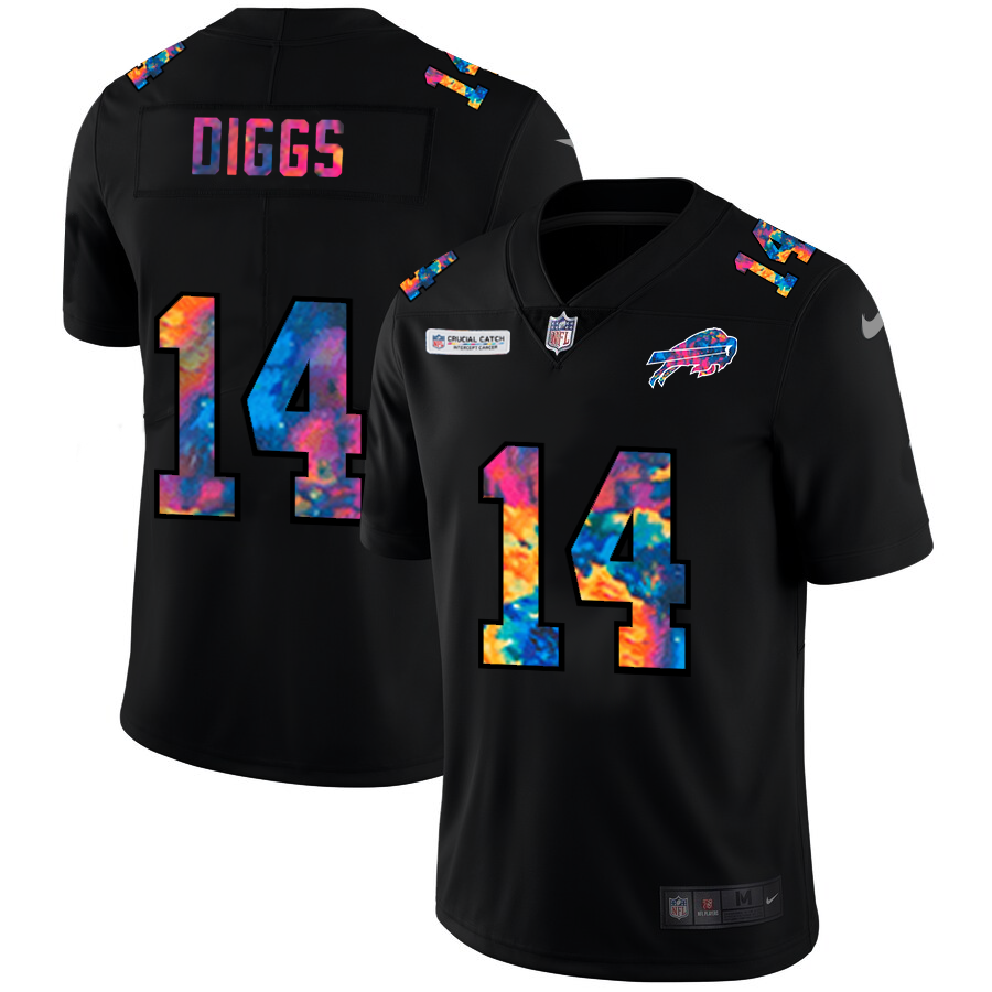 Buffalo Bills #14 Stefon Diggs Men's Multi-Color Black 2020 Crucial Catch Vapor Untouchable Limited Jersey