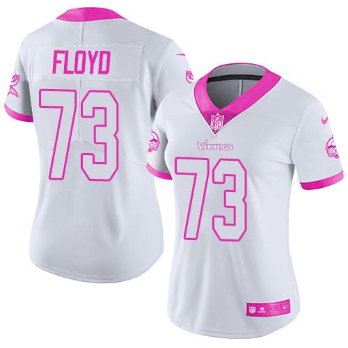 Minnesota Vikings #73 Sharrif Floyd White/Pink Women's Stitched Limited Rush Fashion Jersey Womens