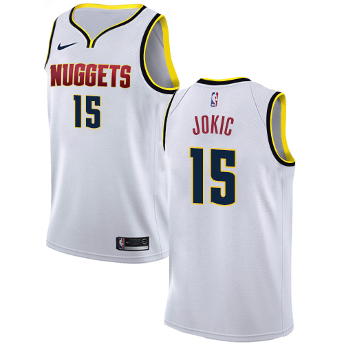Denver Nuggets #15 Nikola Jokic White Womens Swingman Association Edition Jersey Womens