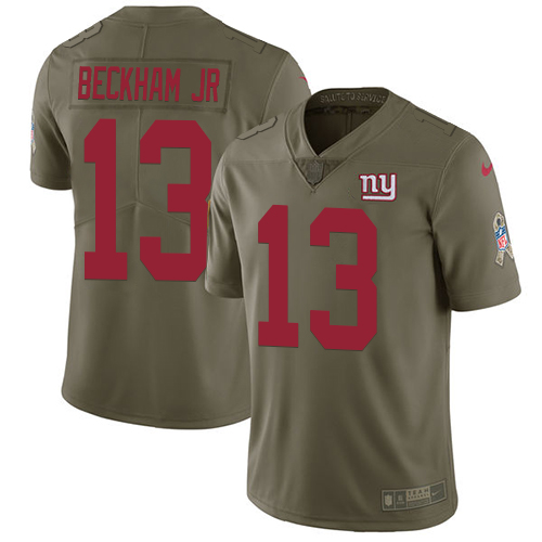 New York Giants #13 Odell Beckham Jr Olive Youth Stitched Limited 2017 Salute to Service Jersey Youth